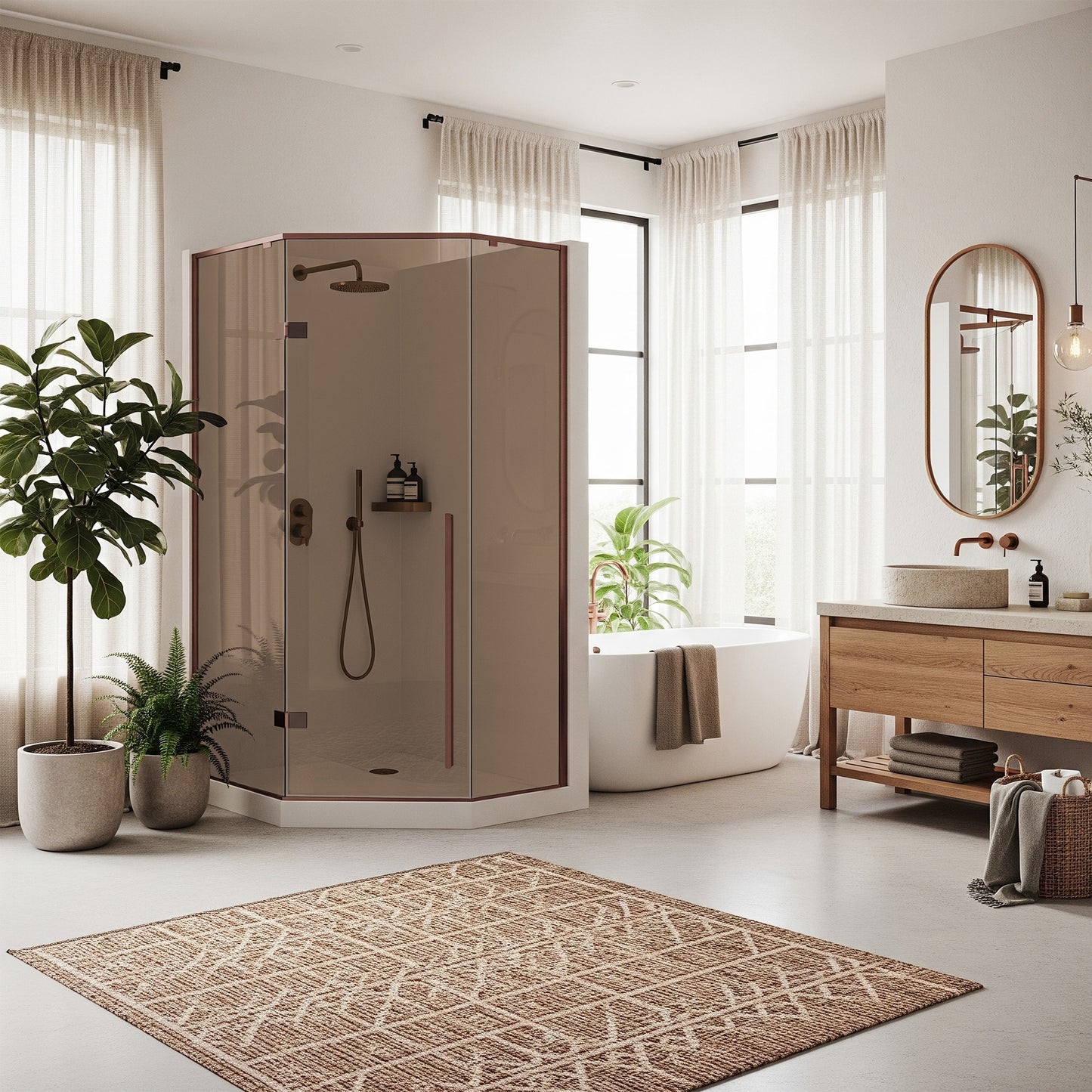 Cabina de dus DIAMOND 90x90 cm COPPER BRUSH fara cadita 2