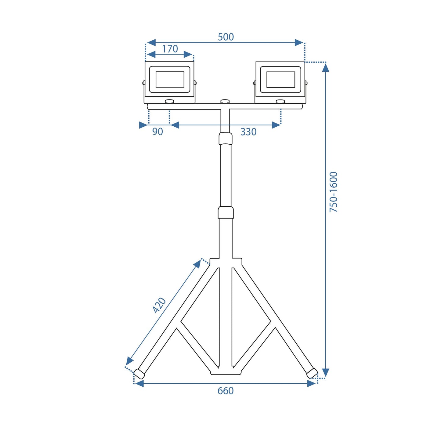 Halogen LED budowlany na statywie RSL005-2x50N 10