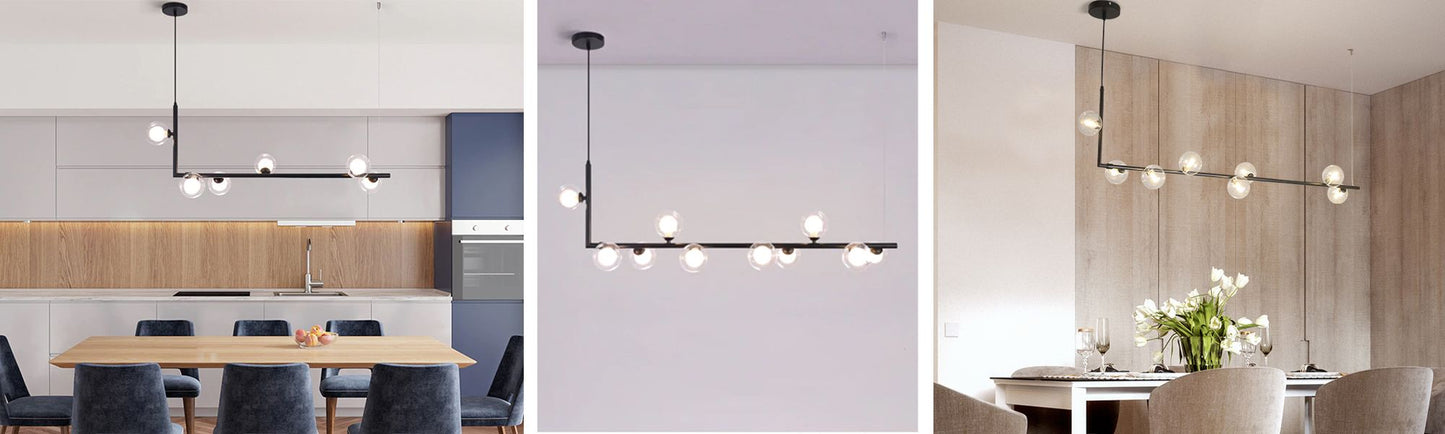 Lampă de tavan din sticlă industrială si metal, negru APP754-8CP 8
