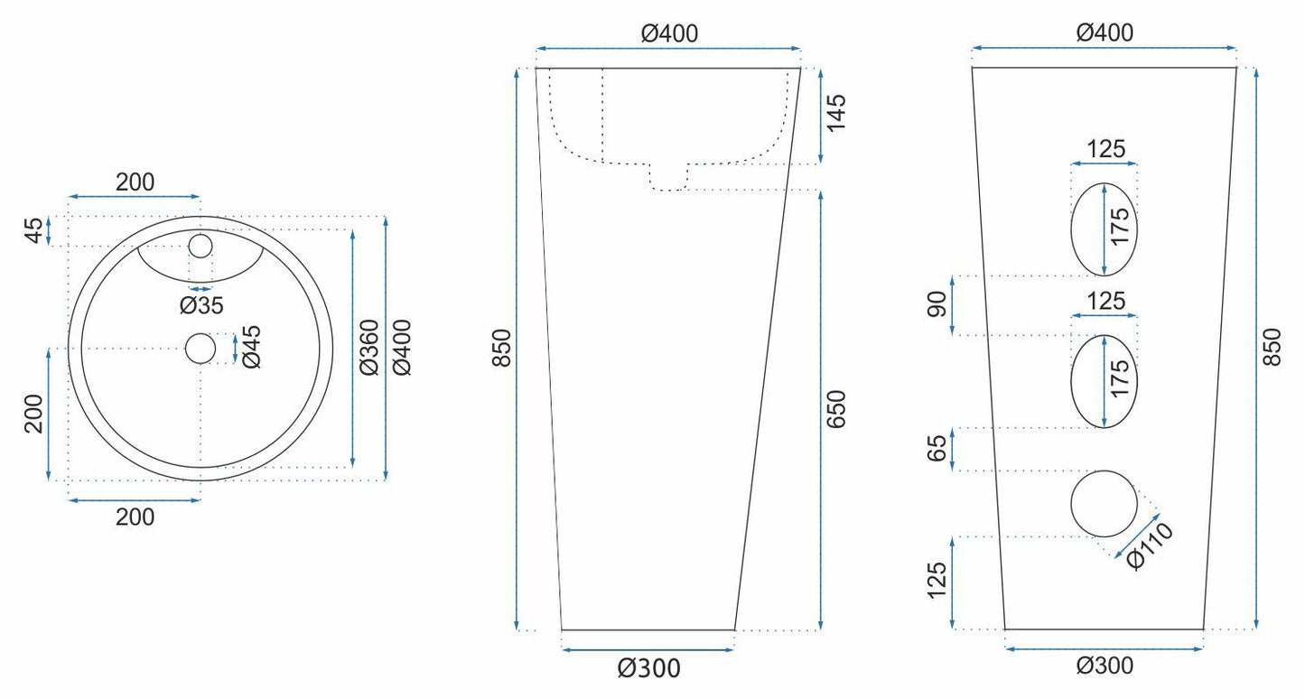 Lavoar freestanding de sine stătător Rea BLANKA Alb 8