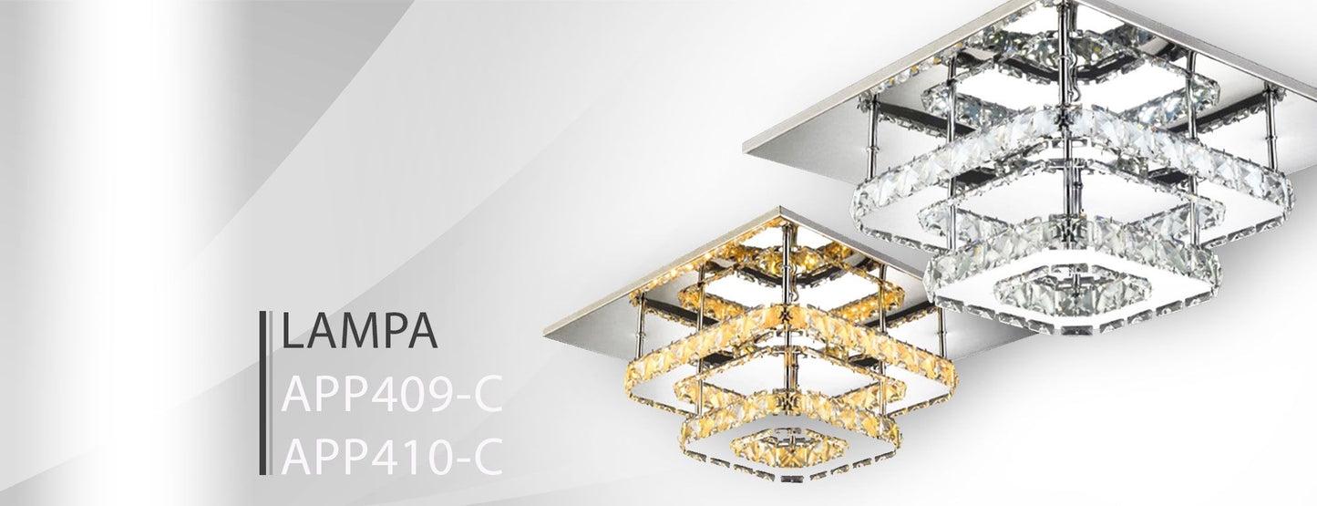 Plafoniera din cristal Plafond LED 24W Square APP409-C APP410-C Alb cald 3000K 17