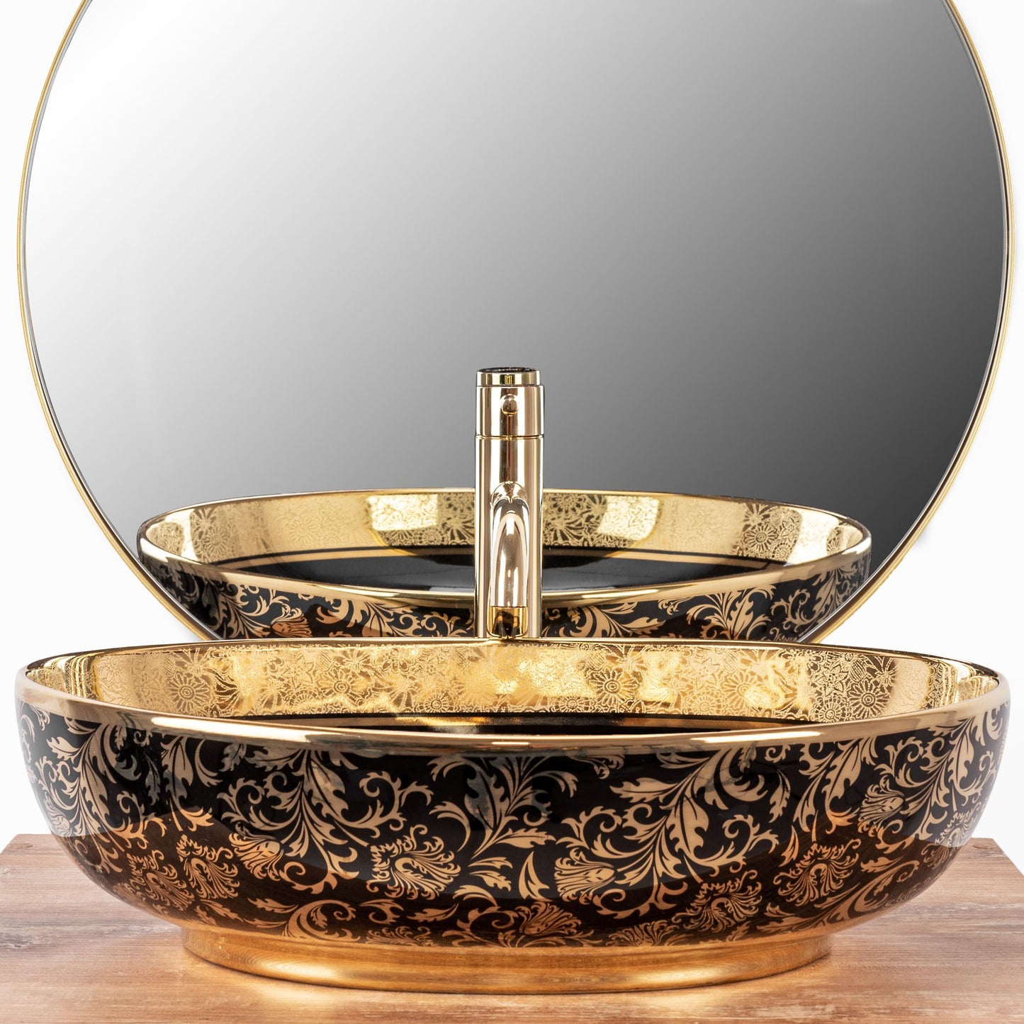 Lavoar pe blat Margot Gold / Black ceramic 2