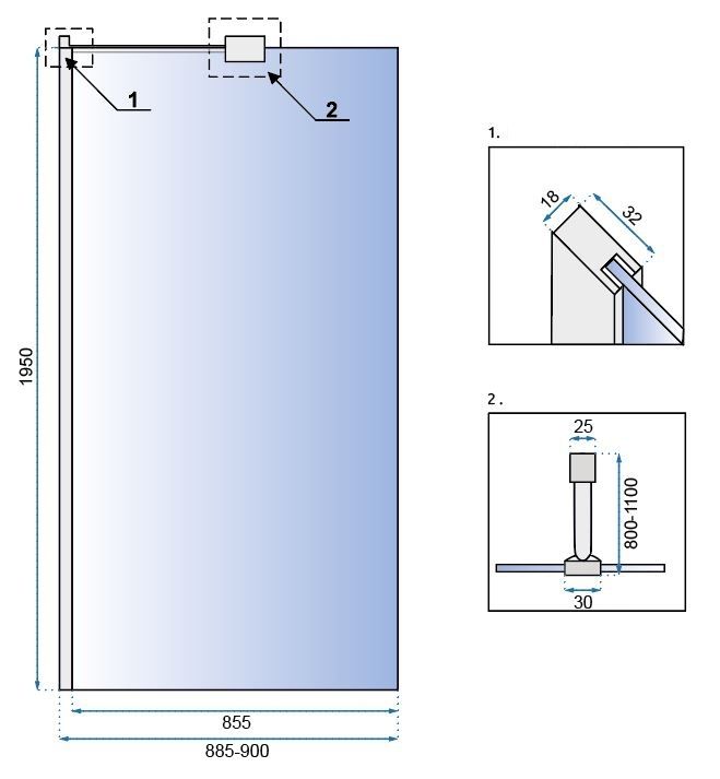 Panou de dus Rea Aero N 90 Transparent 5