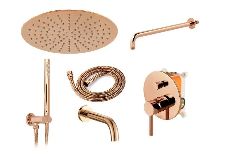 Set de duș incastrat Rea Lungo Rose Gold Auriu cu BOX 3