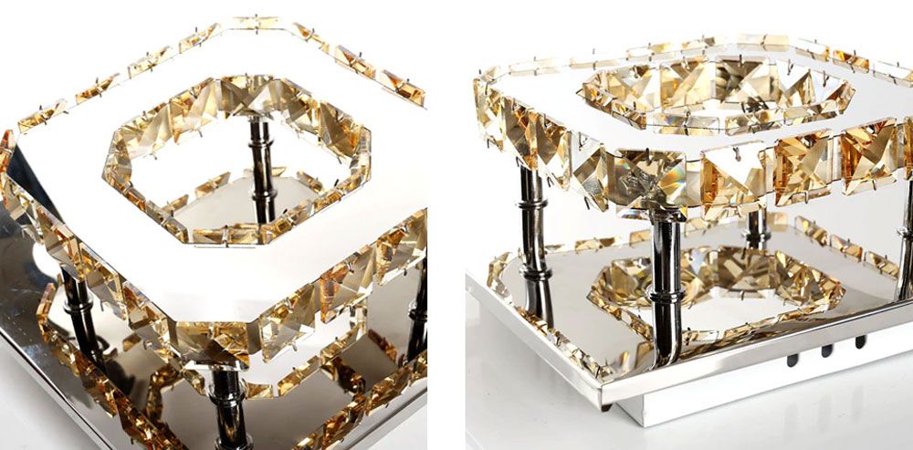 Lampă de tavan pătrată de cristal Plafond Glamour 8W APP405-C APP406-C Neutral 4000K 8