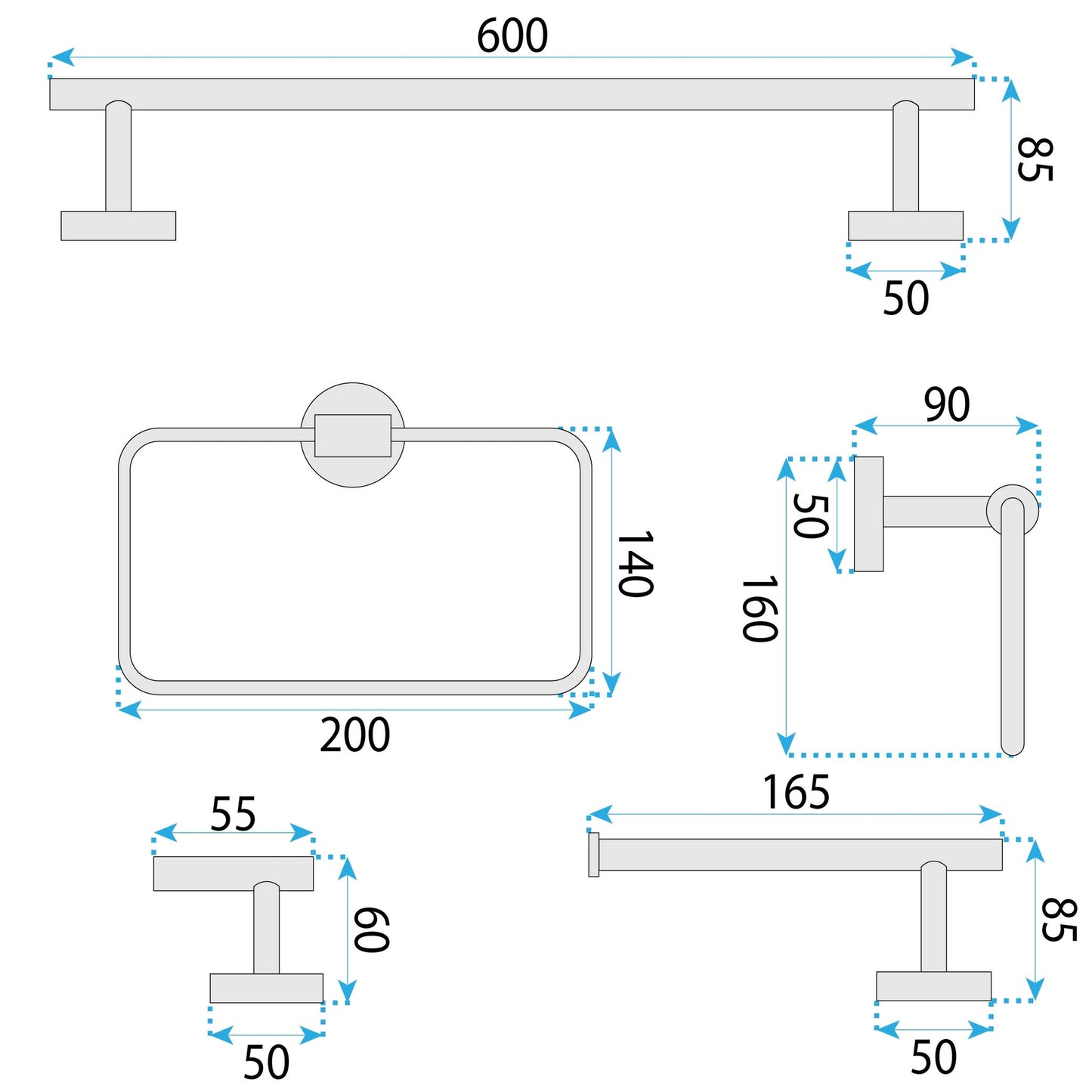 Set Accesorii Pentru Baie Grid Brush Copper 4 Piese 10