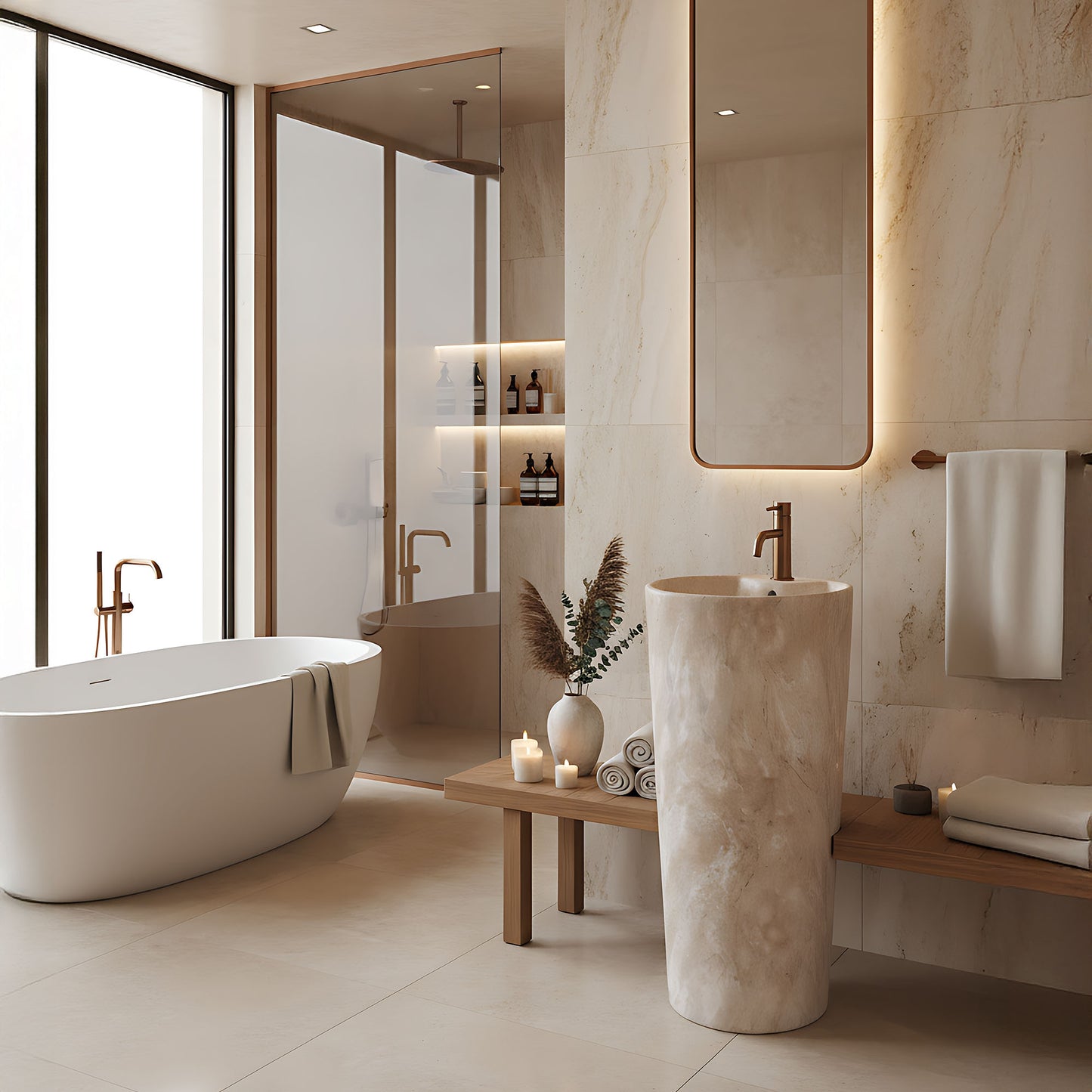 Lavoar Freestanding De Sine Stătător Ceramic Rea Blanka Savana Matt 12