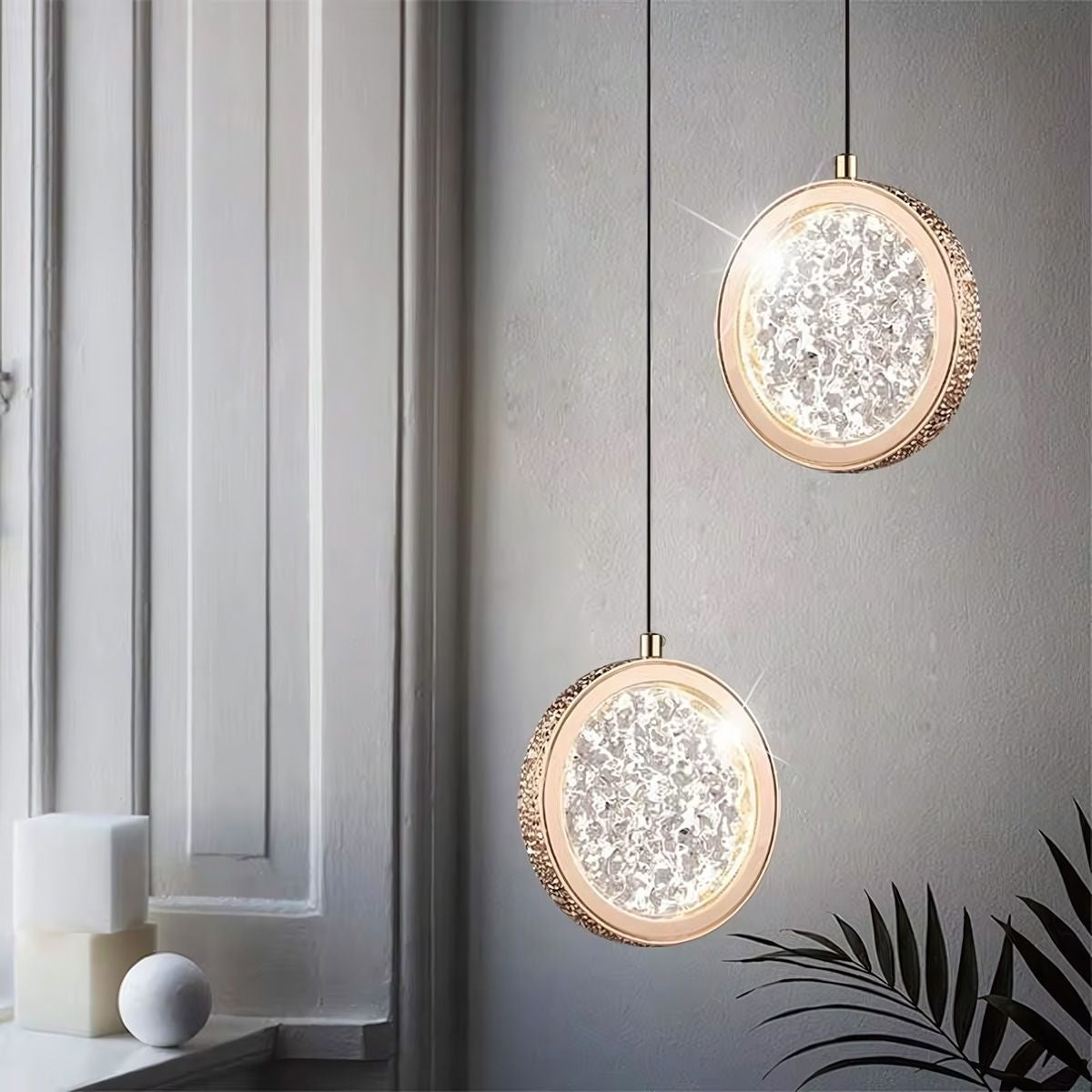 Lustră Cu Cristale Suspendată Led G089-1cp Złota 11