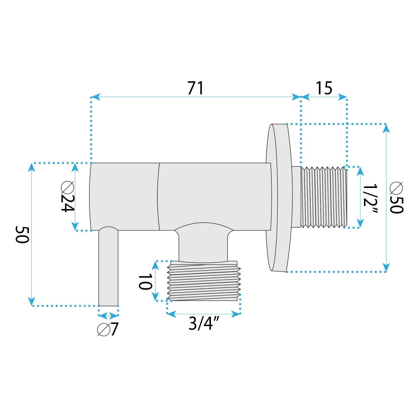 Robinet Colțar 1/2" X 3/4" Titan 8