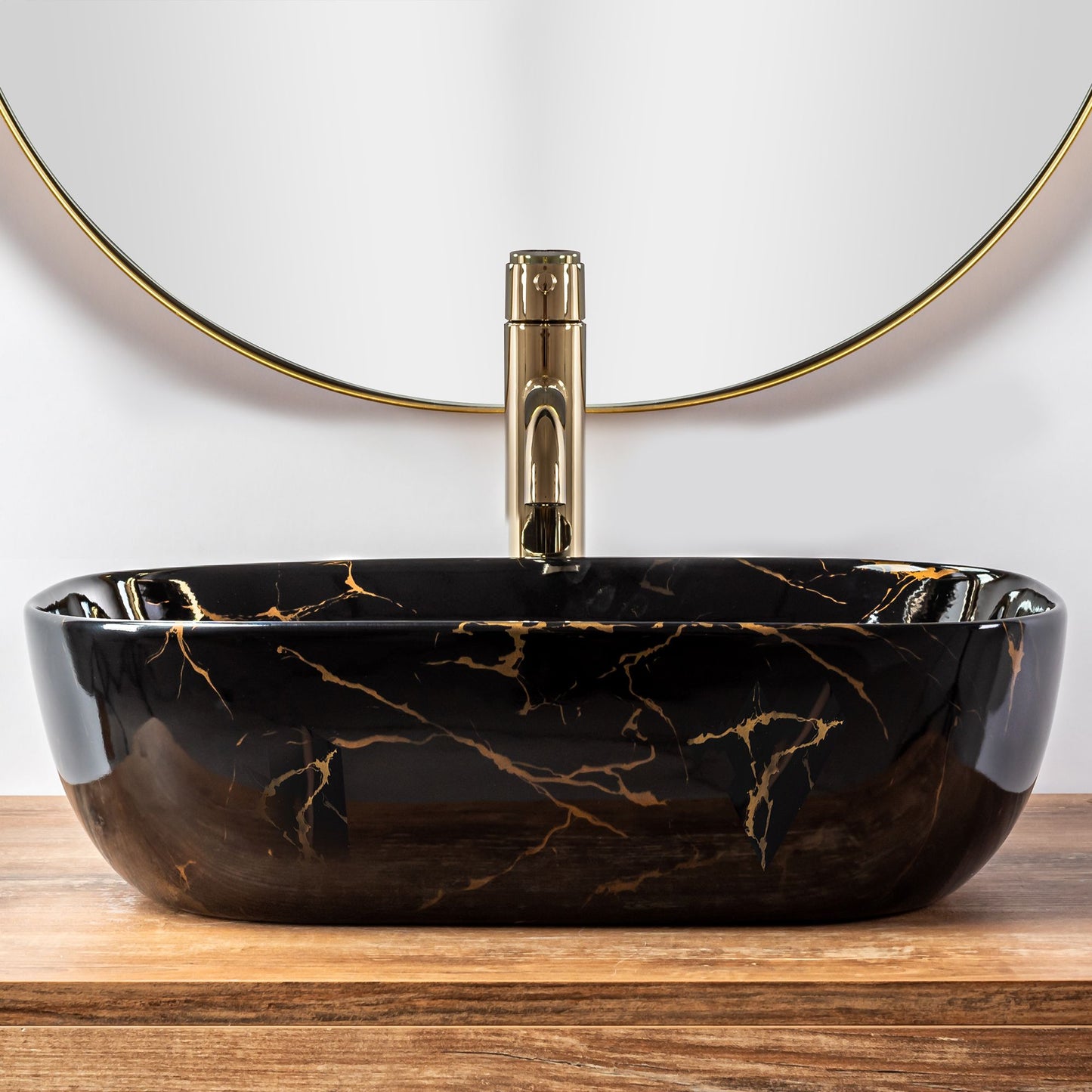 Lavoar pe blat Rea Belinda Black Marble shiny 4