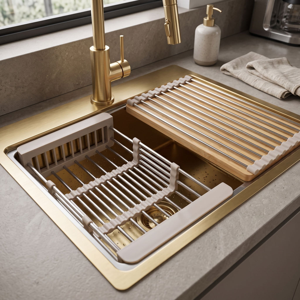 Set Accesorii Pentru Chiuvetă De Bucătărie 3 Piese REA Beige 12
