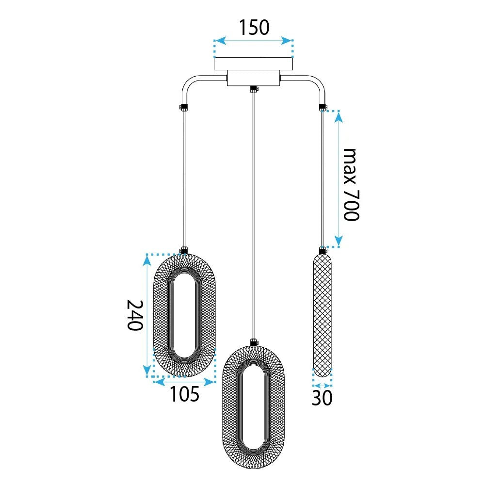 LAMPĂ LED SUSPENDATĂ DE TAVAN G173-3CP GOLD 9