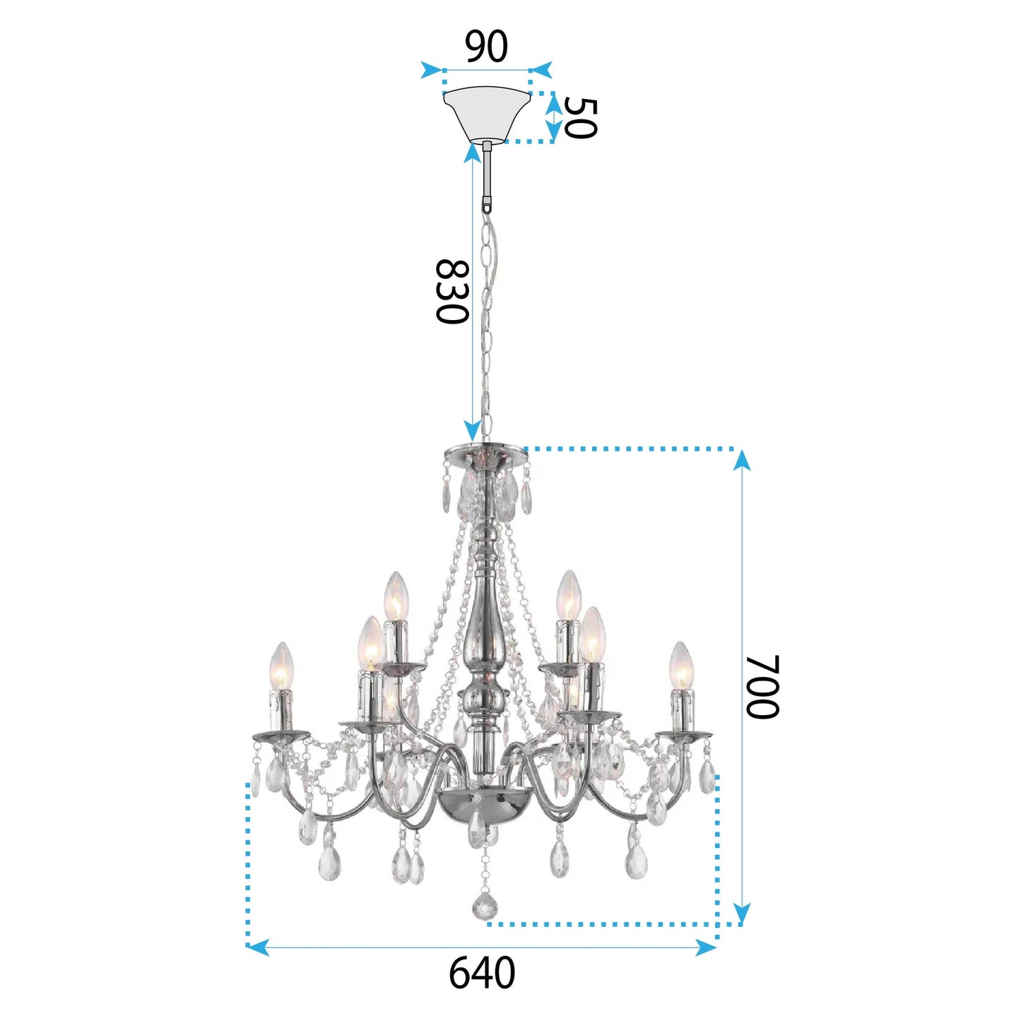 Lampă Suspendată Ebt016-9cp Chrome 9