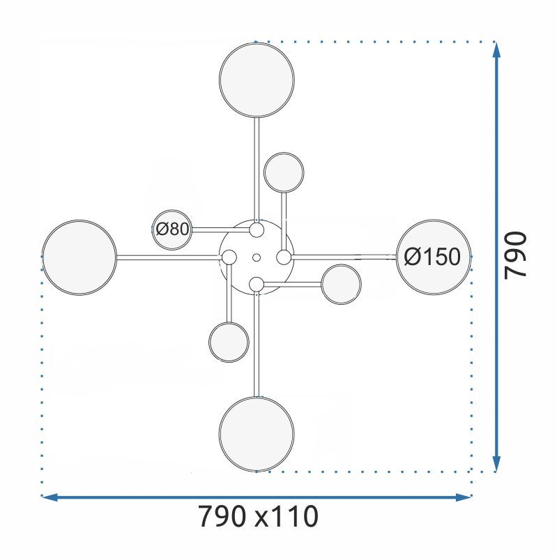 LAMPĂ DE PLAFON GRI APP528-8C 8