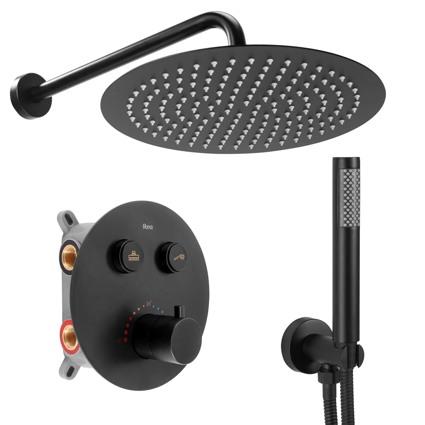 Set de duș incastrat Rea LUNGO Black Matt BOX 1