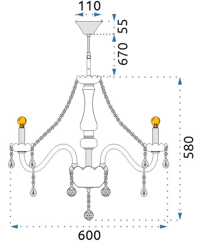 Candelabru cu lampă de cristal 300752 10