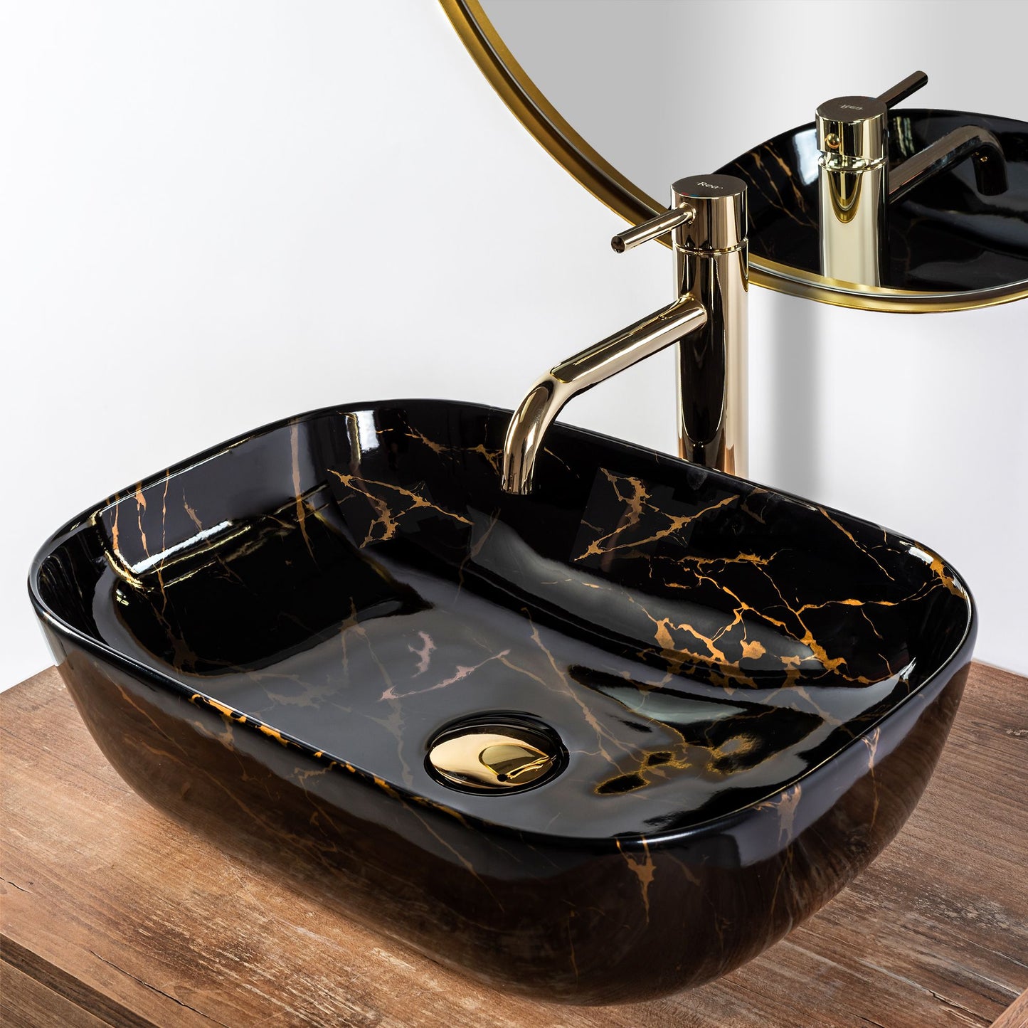 Lavoar pe blat Rea Belinda Black Marble shiny 5