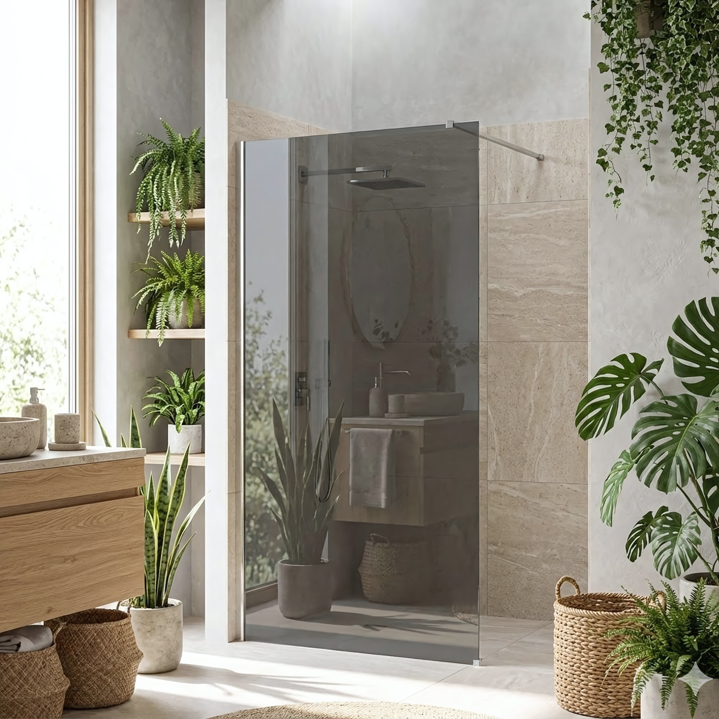 Paravan de dus Rea Flexi Grey / Chrome 80 10