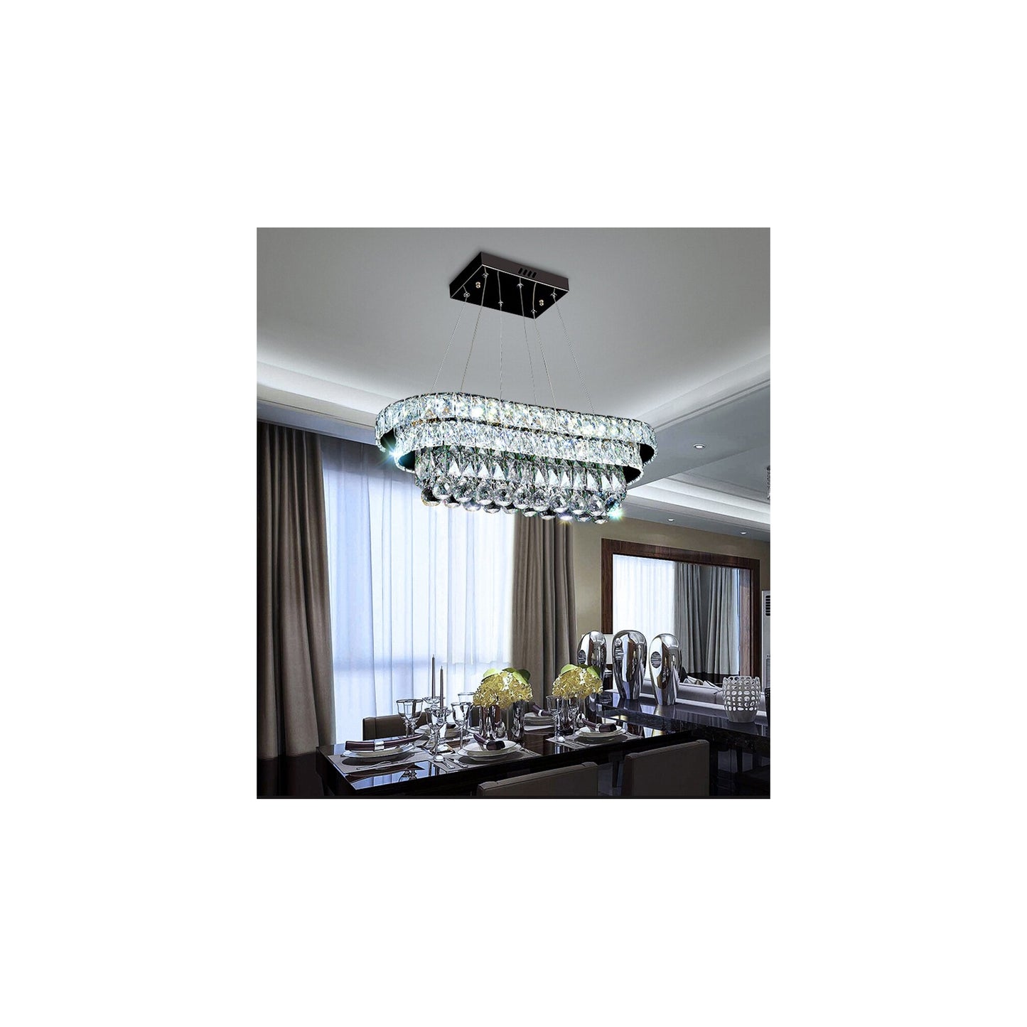 Lampă de tavan suspendată cristal LED 102W telecomandă APP417-CP 7