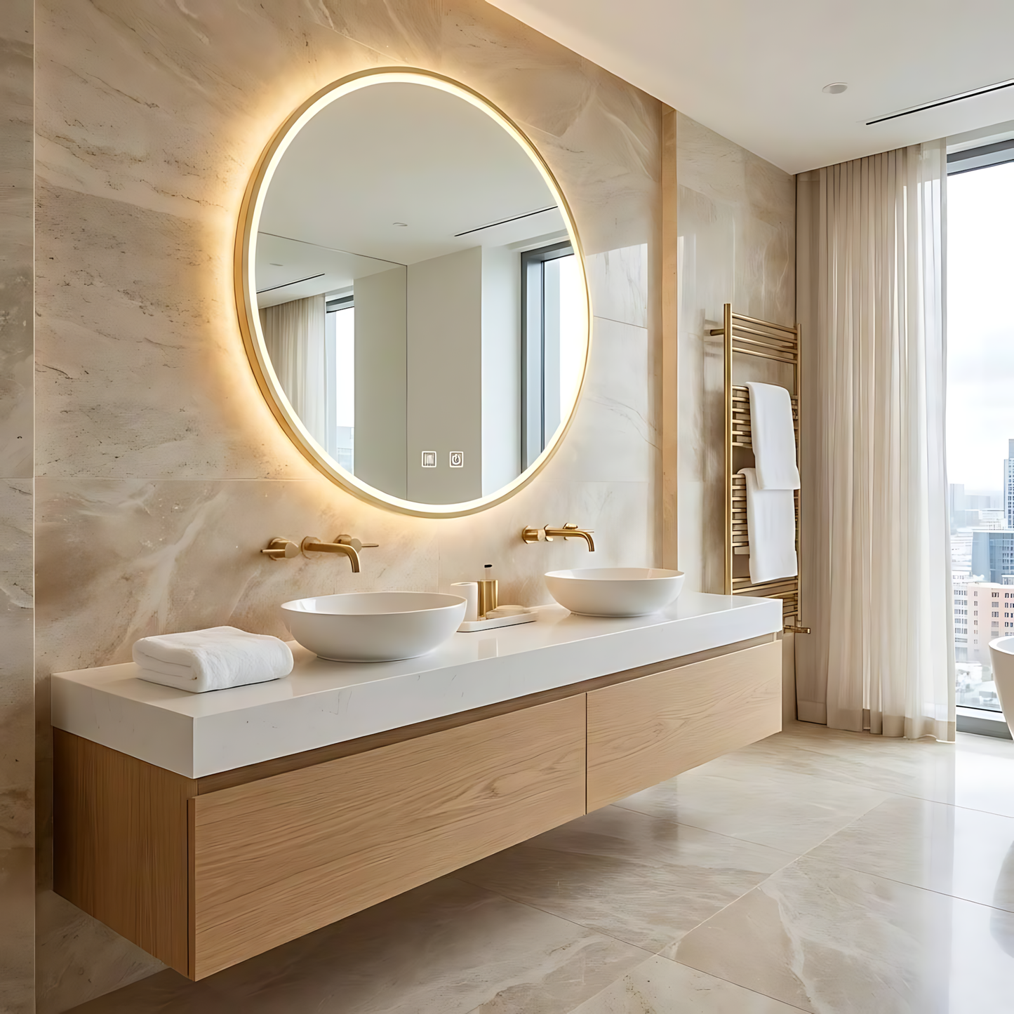 Oglindă LED 100cm MMJ BRUSH GOLD 11