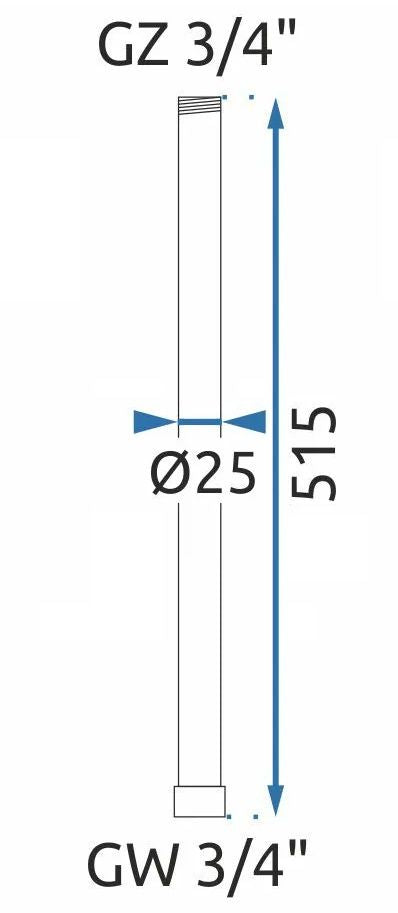 Prelungire coloana duș CHROM 50cm 8