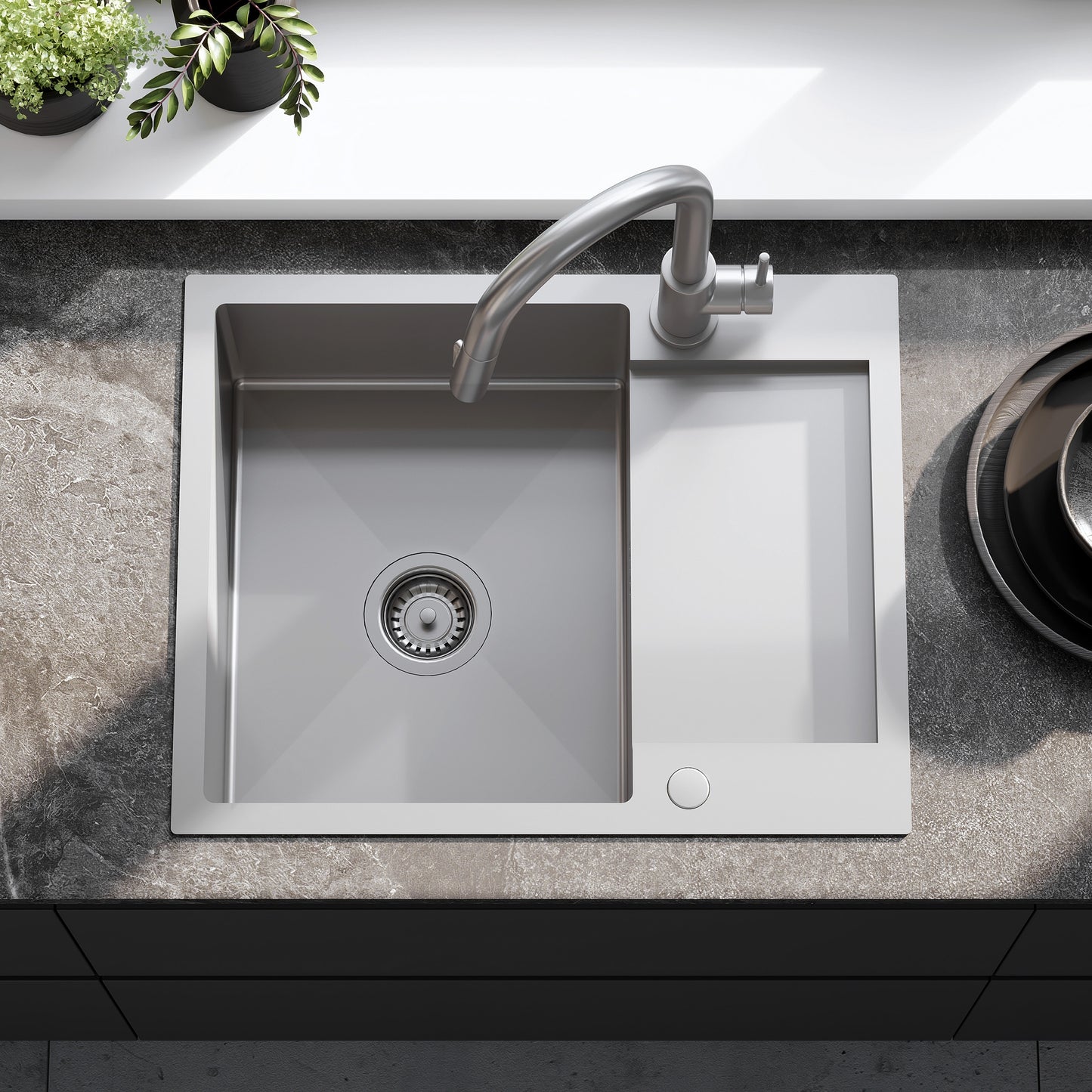 Chiuvetă Inox Paul Brush Nickel cu robinet de bucătărie 4