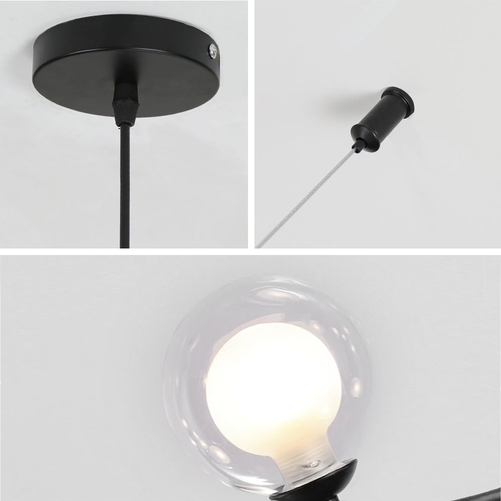 Lampă de tavan din sticlă industrială si metal, negru APP754-8CP 5