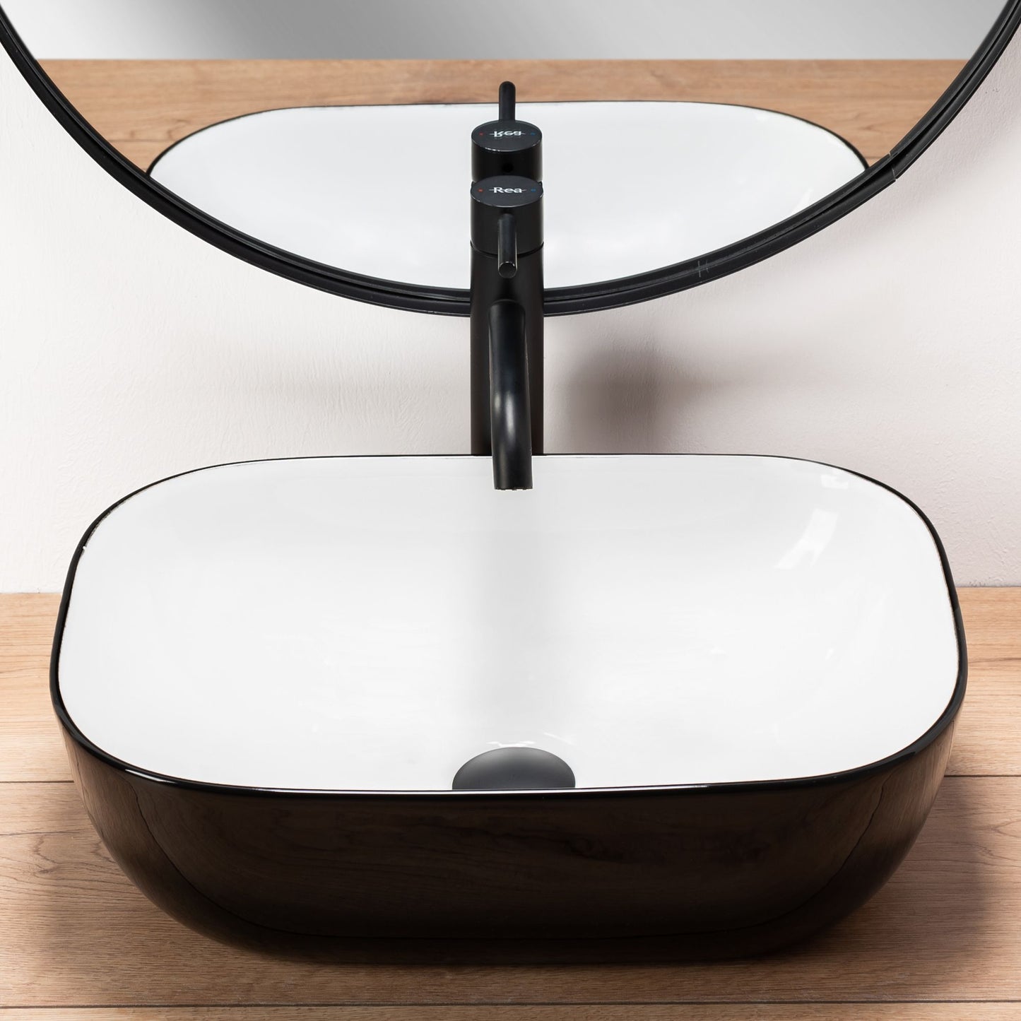 Lavoar pentru blat Rea Belinda Alb Negru White Black 2