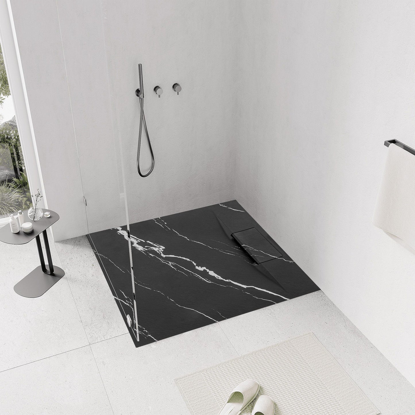 Cada de duș Bazalt CARRARA BLACK 90x90 7