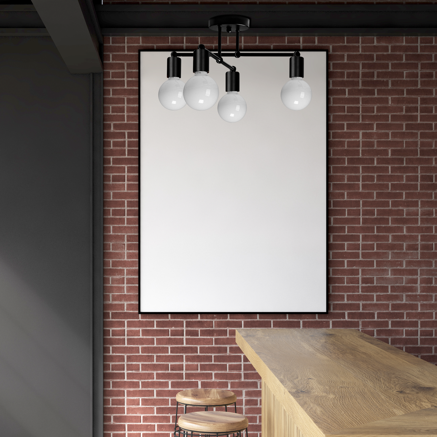 Lampa de tavan cvadruplă mată neagră 392200 4