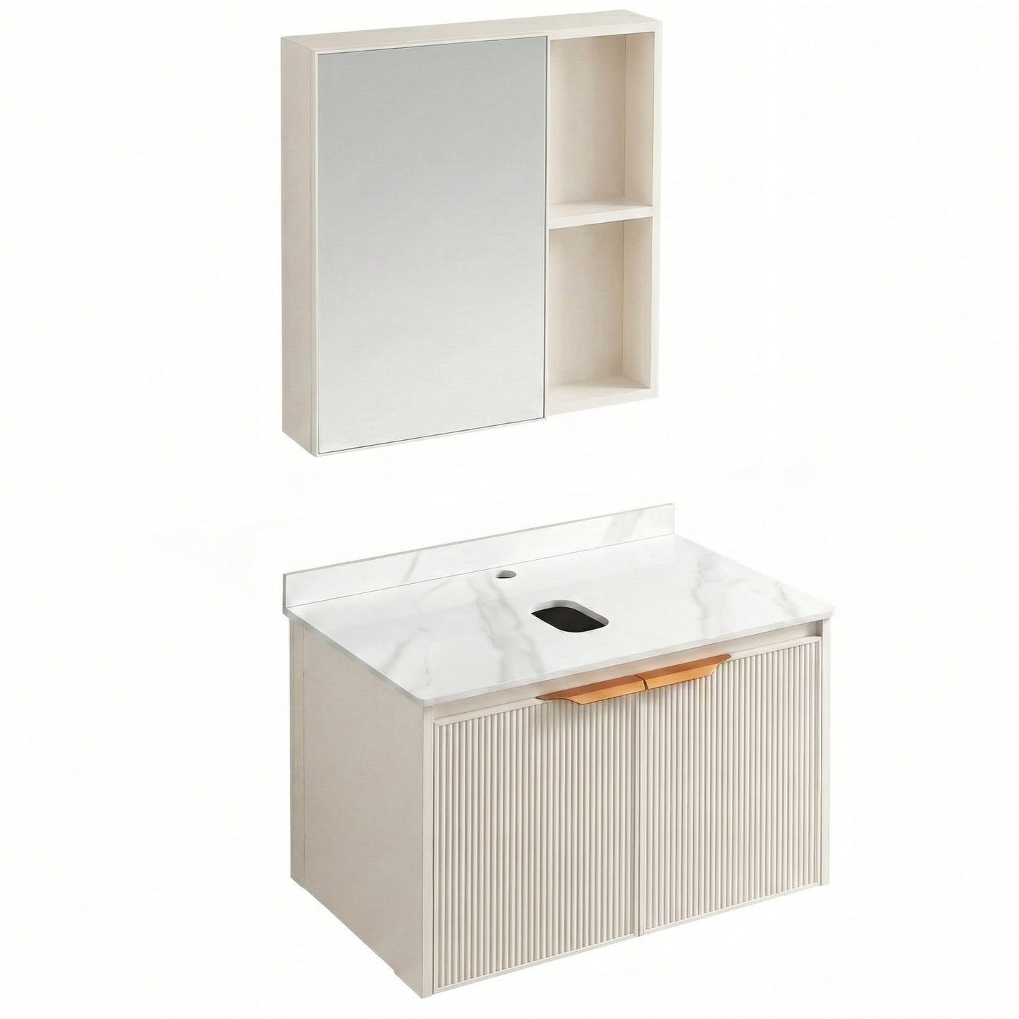 Set de mobilier de baie cu blat Marti 60cm Beige 7