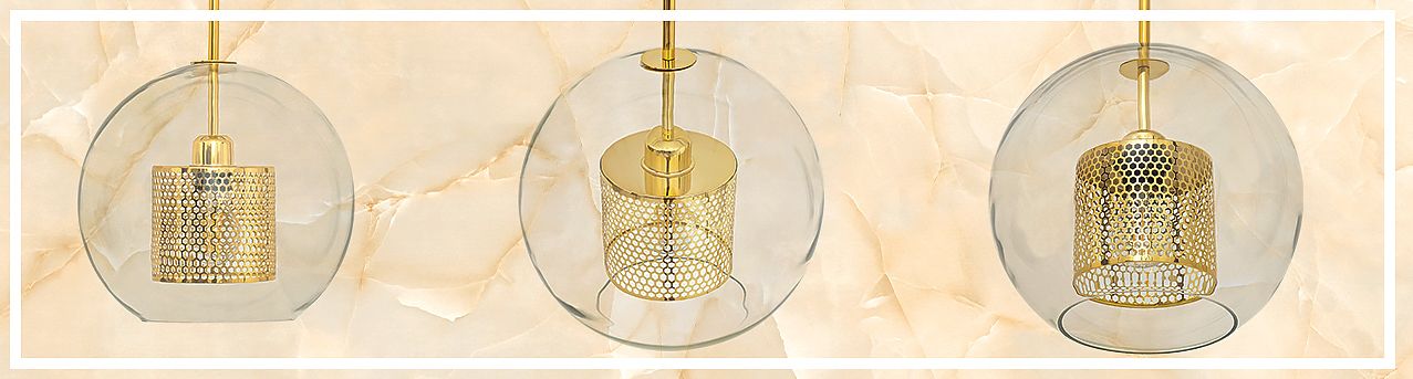 Lampă suspendată din sticlă galbena aurie APP556-1CP 30cm 6