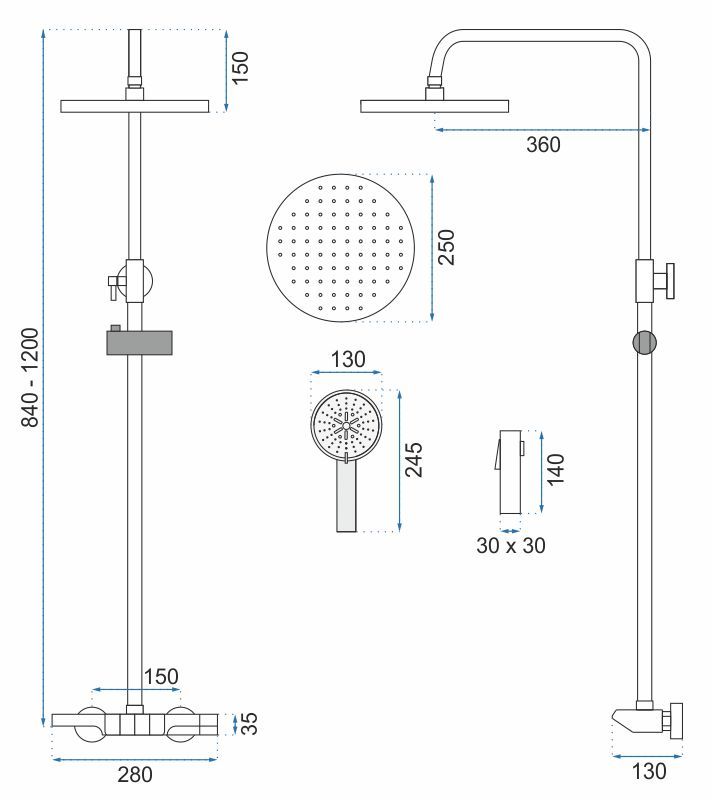 Set dus REA Savio Led Titanium 9