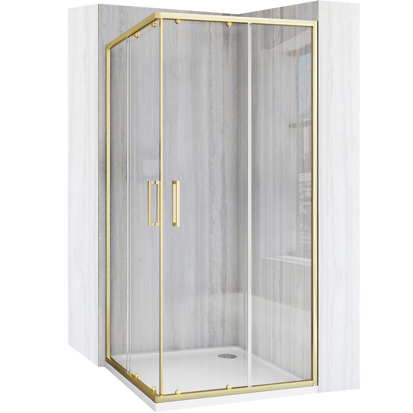 Cabina de dus Rea City 80x80 cm Gold Brush cu cadita Savoy black 1