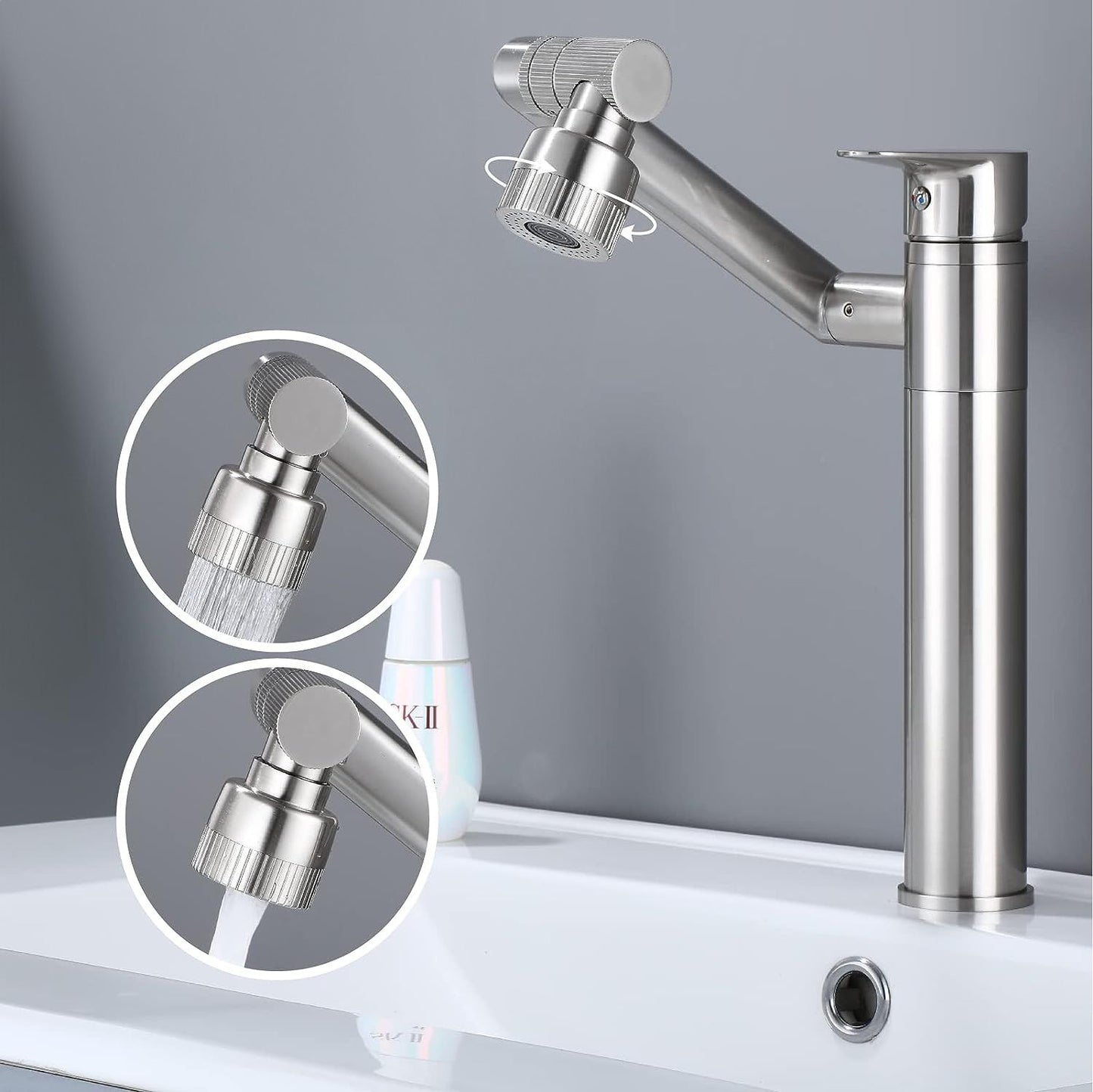 Baterie pentru baie Rea PACO Nickel Brush INOX High 9