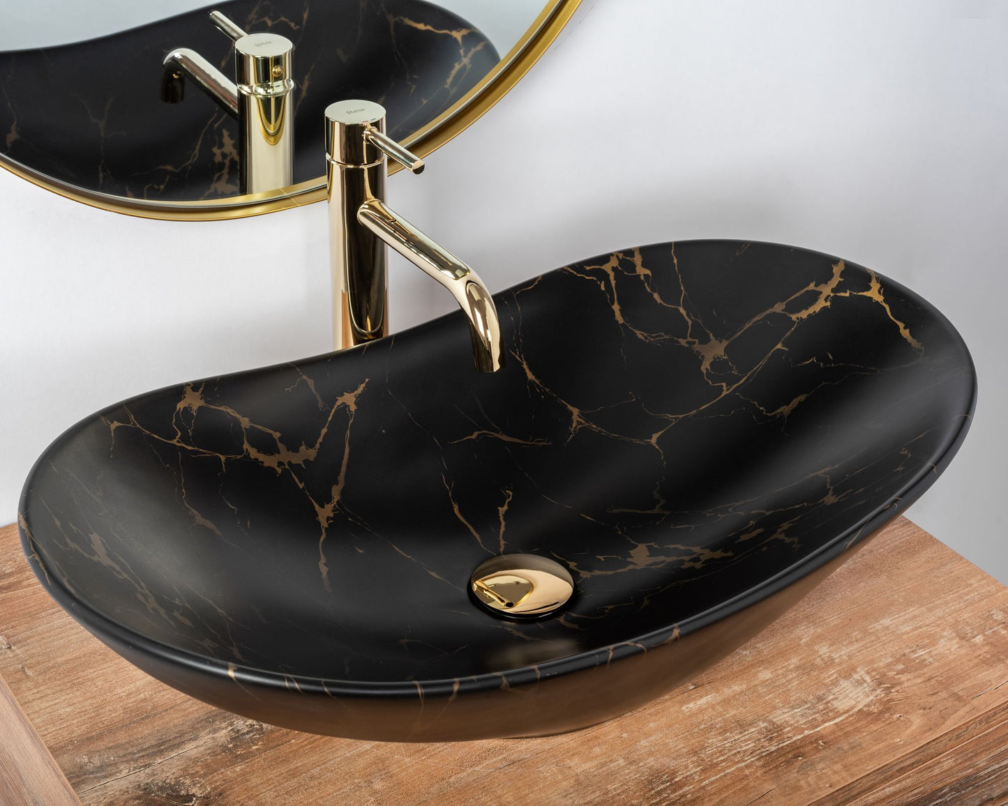 Lavoar pentru blat Rea Royal 60 Black Marble Mat 2