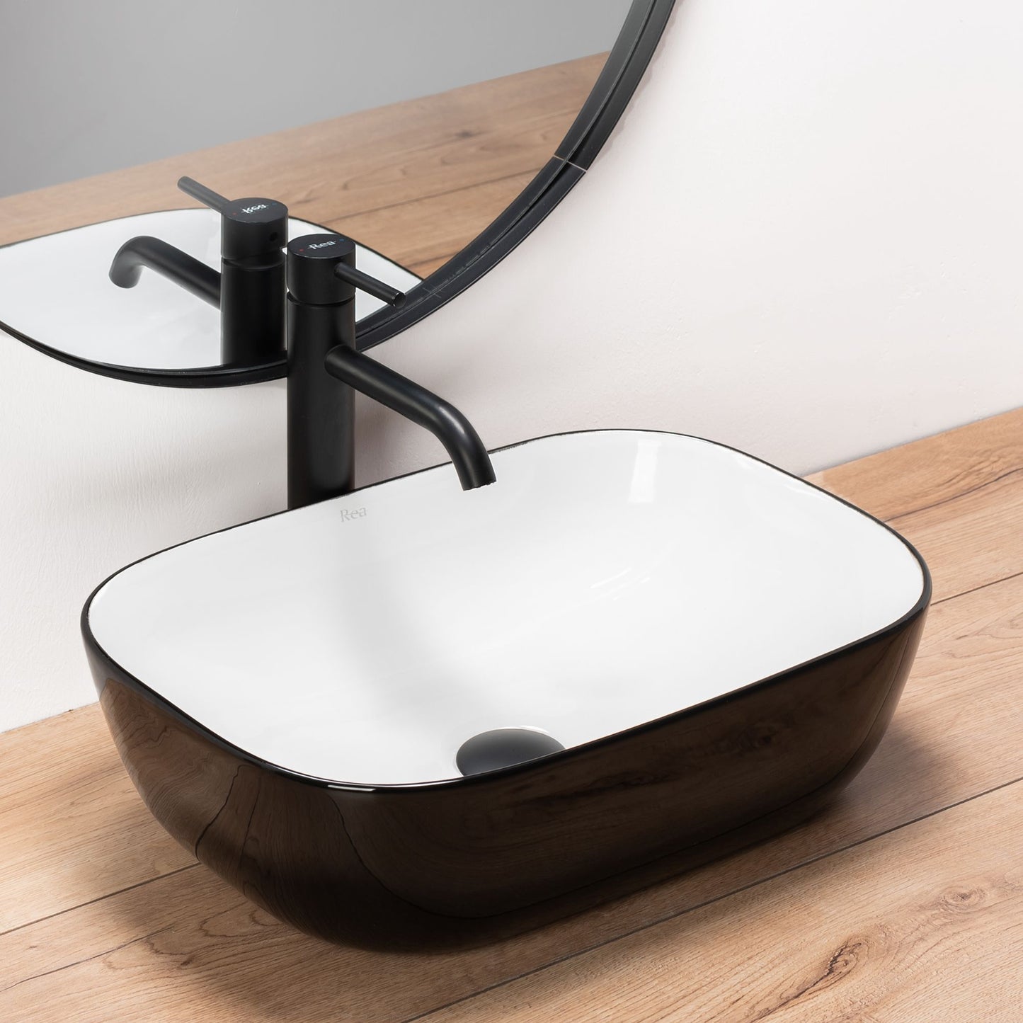 Lavoar pentru blat Rea Belinda Alb Negru White Black 5