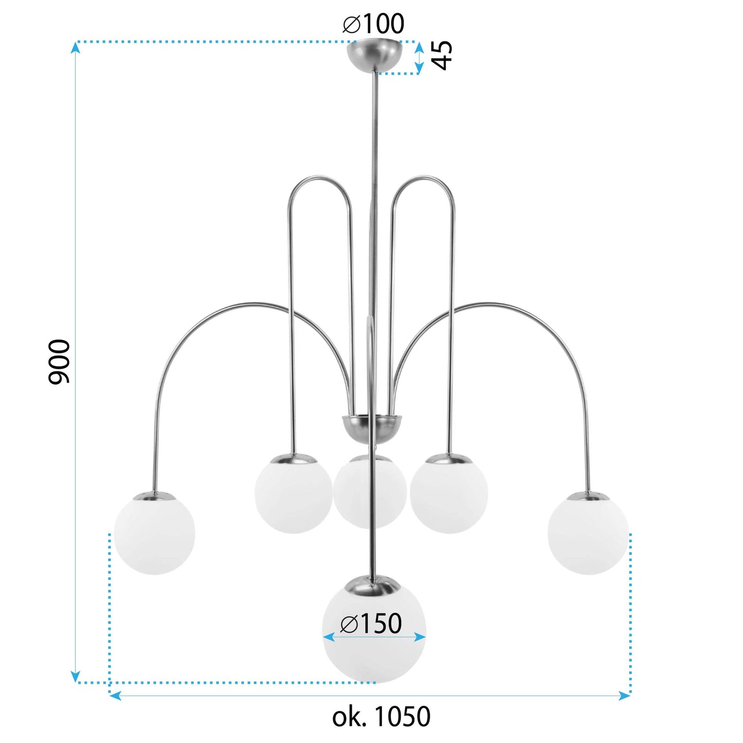 LAMPA SUFITOWA WISZĄCA ZŁOTA Z BIAŁYMI KULAMI APP1574-5CP 8