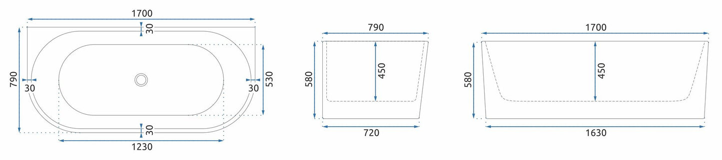 Cada din acril freestanding VENETA 170cm 6