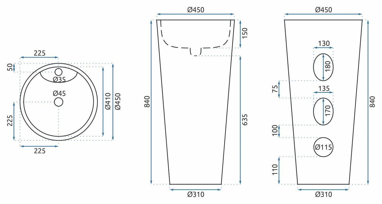 Lavoar de sine stătător Ceramic Rea Anya Lava Matt 12