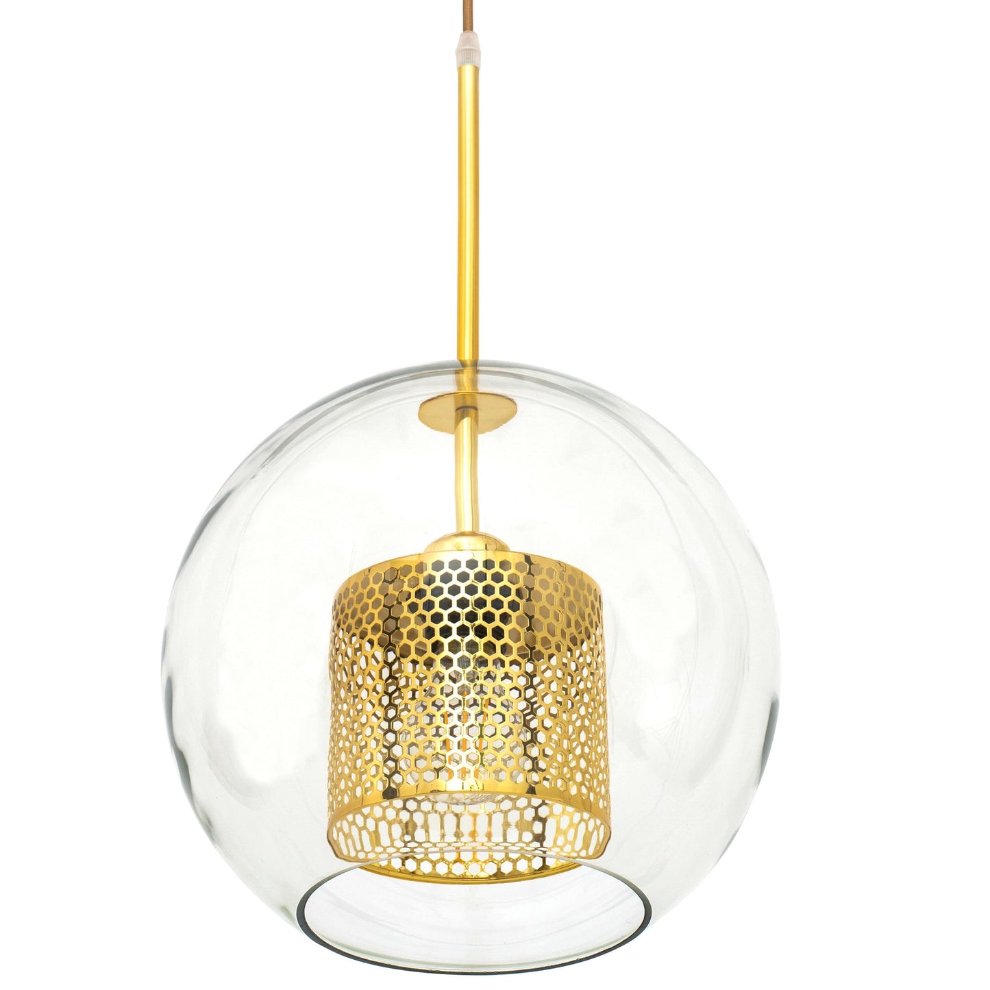 Lampă suspendată din sticlă galbena aurie APP556-1CP 30cm 3