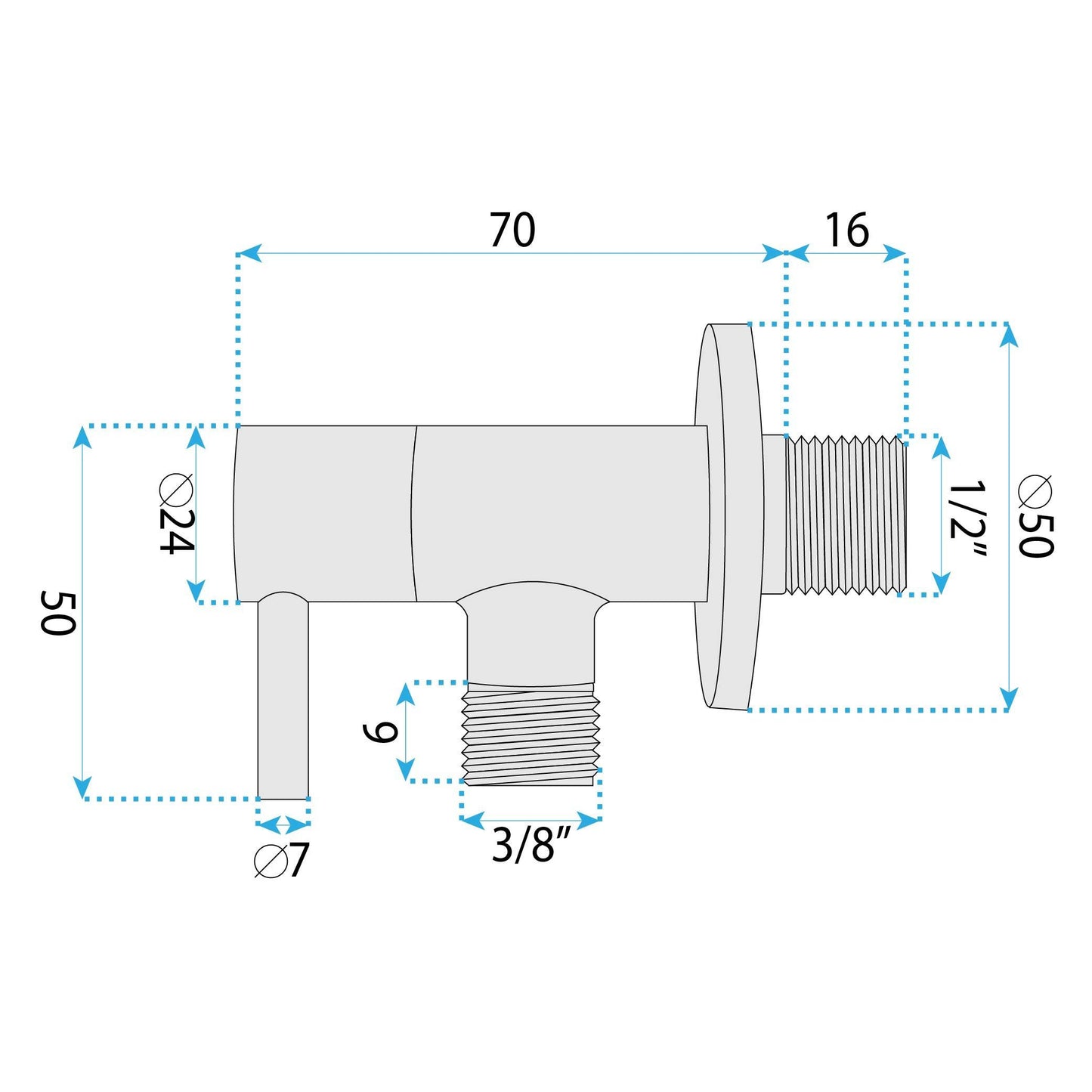 Robinet Colțar 1/2" X 3/8" Brush Nickel 8