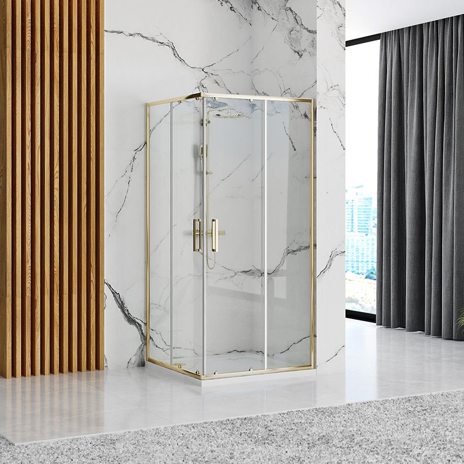 Cabina de dus Rea Punto 80x80 cm Gold cu cadita Savoy black 2