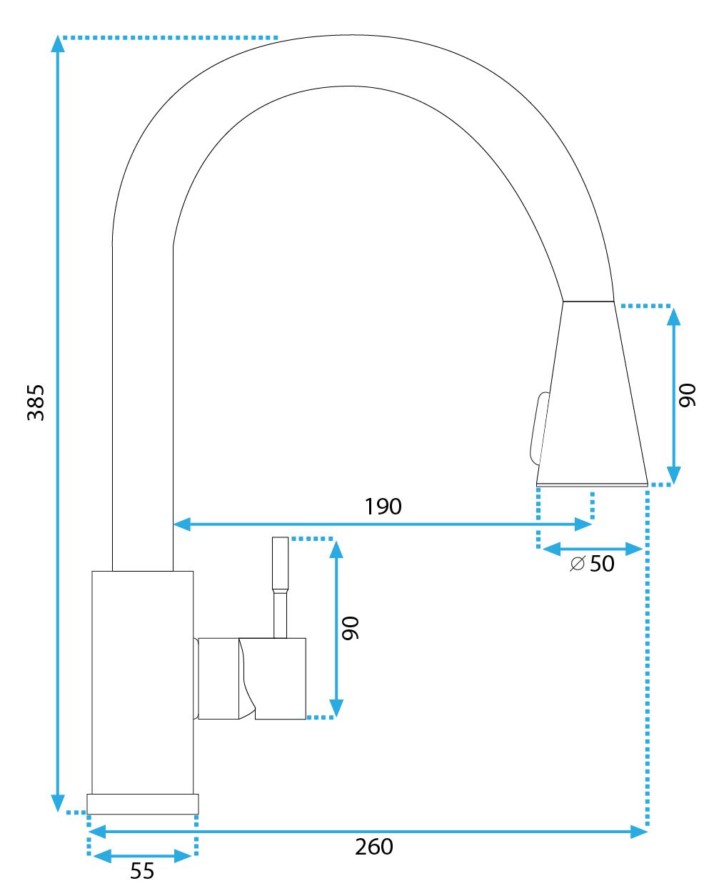 Baterie de bucătărie REA CROSS BLACK 8