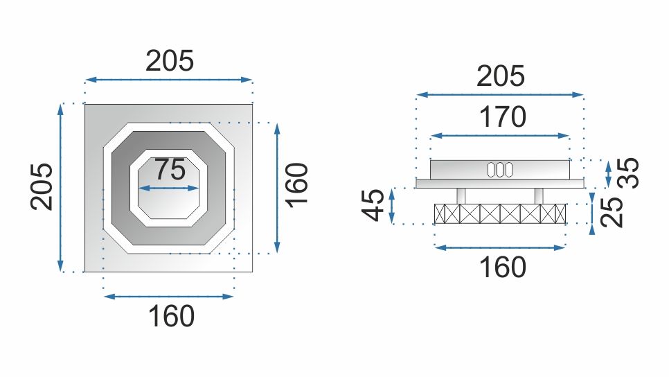 Lampă de tavan pătrată de cristal Plafond Glamour 8W APP405-C APP406-C Neutral 4000K 14