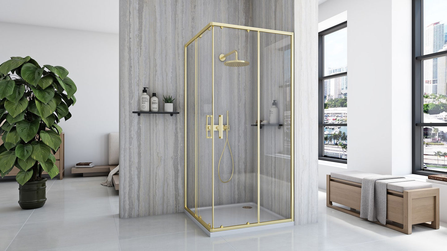 Cabină de duș Rea City 90x90 cm Gold cu cadita Savoy 4