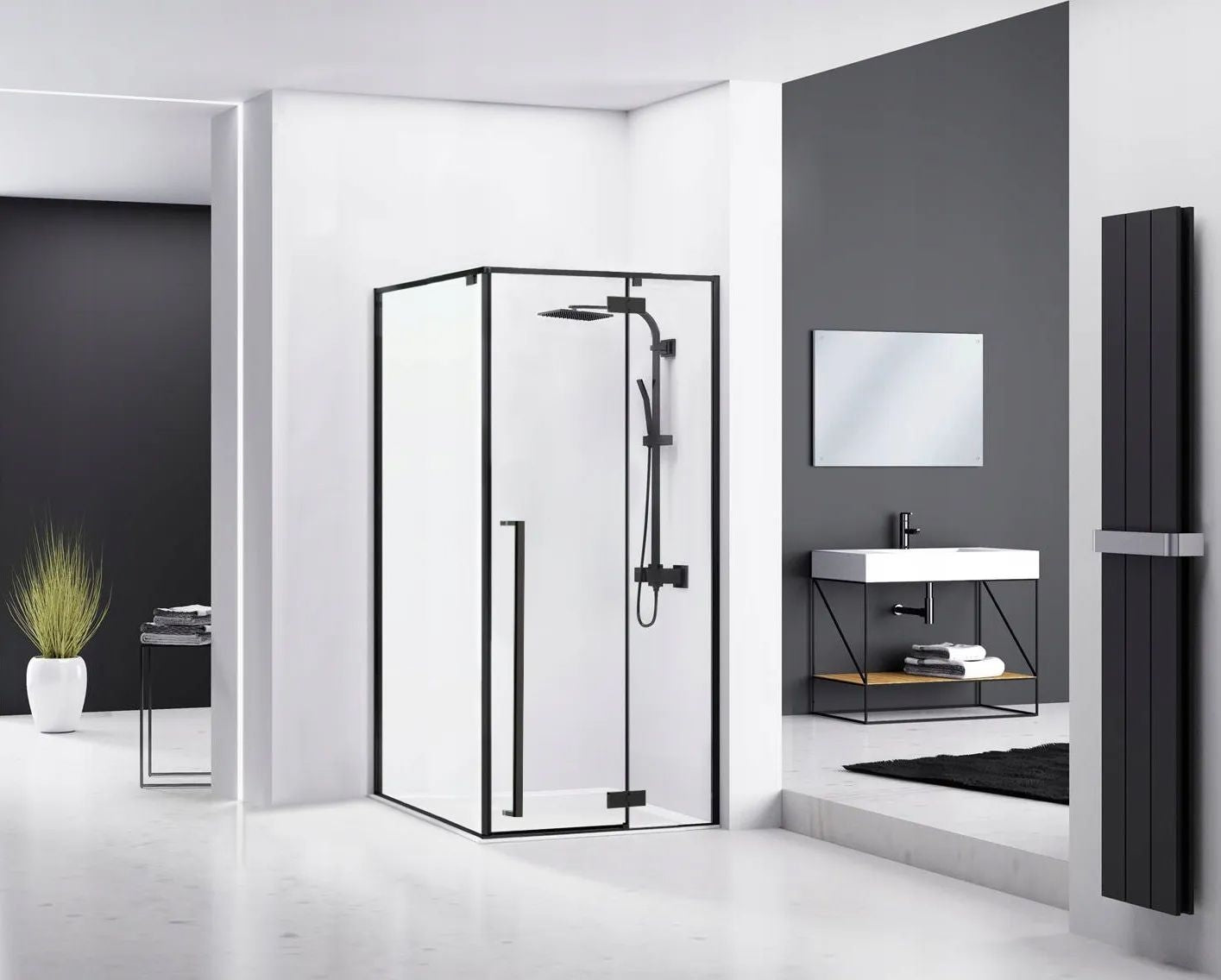 Cabina de dus Fargo 100x80 Black Mat cu cadita Savoy 8