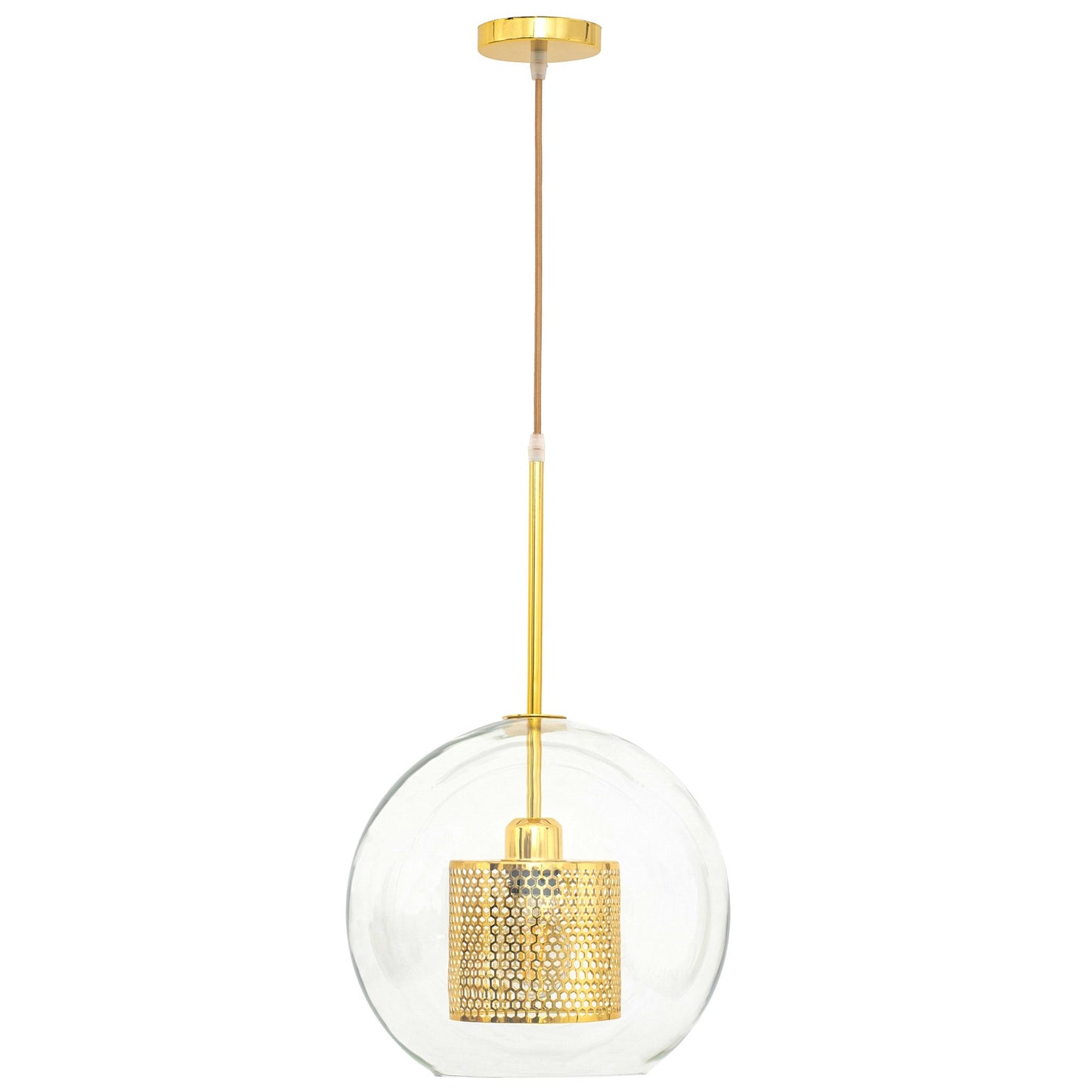Lampă suspendată din sticlă galbena aurie APP556-1CP 30cm 2