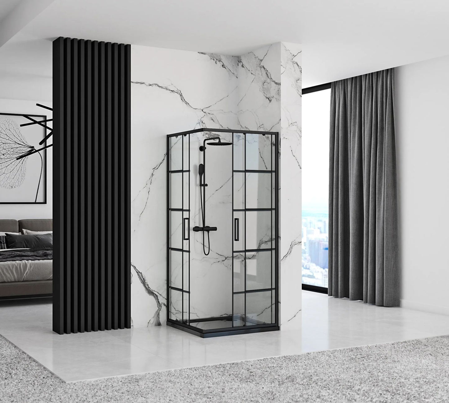 Cabina de dus Rea Concept Black 90x90 cm fara cadita 3