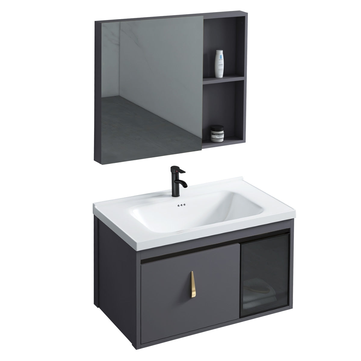 Set Mobilier De Baie Cu Lavoar Paris 60cm Grey 6